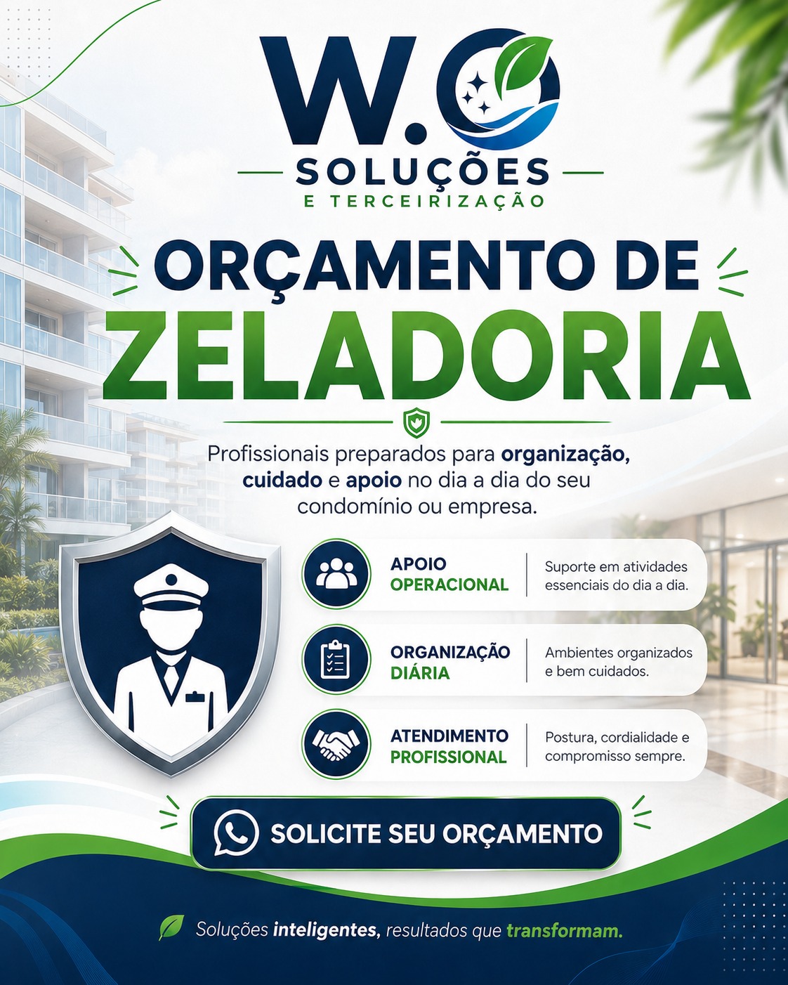 Material de divulgação do serviço de zeladoria da W.O