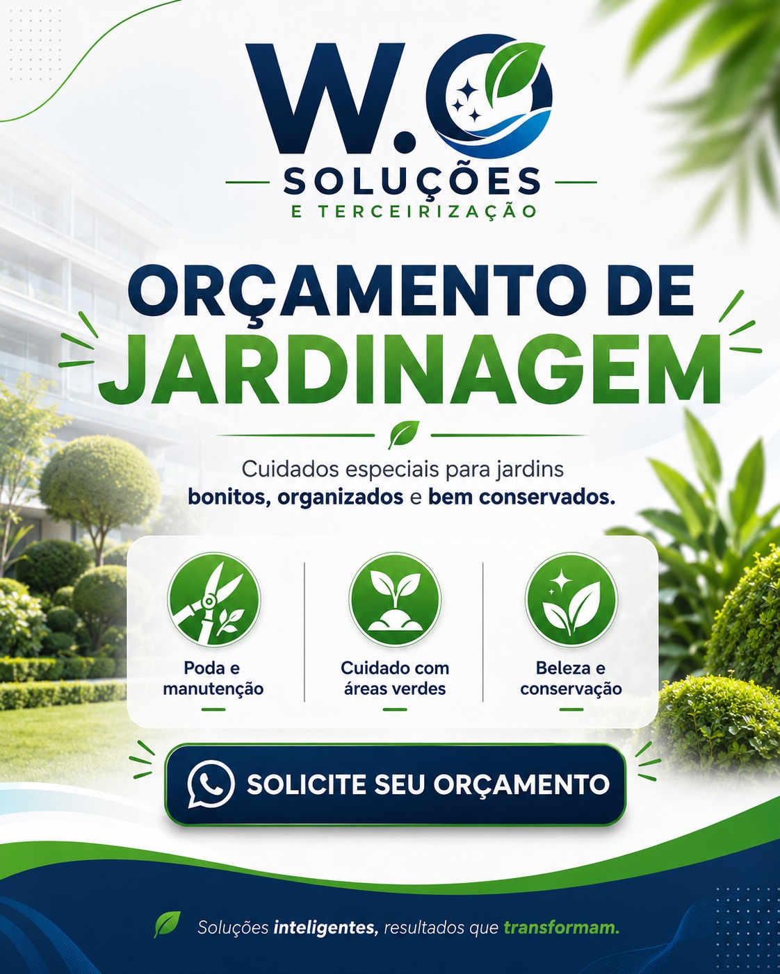 Material de divulgação do serviço de jardinagem da W.O