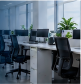 Ambiente corporativo limpo e organizado